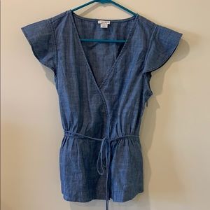 JCrew Chambray Wrap Top Size 2